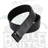Black Thistle Embossed Leather Kilt Belt | Battle of Kilts
